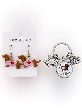 Dachshund Earrings & Keychain-NEW